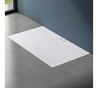 doporro Receveur de Douche Bac à Douche Ultra Plat en Solid Surface Blanc Mat Geoma07 80x140x3 cm
