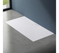 doporro Receveur de Douche Bac à Douche Ultra Plat en Solid Surface Blanc Mat Geoma07 80x160x3 cm