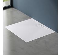 doporro Receveur de Douche Bac à Douche Ultra Plat en Solid Surface Blanc Mat Geoma07 90x140x3 cm