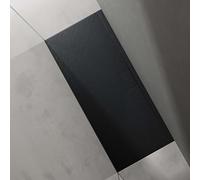 doporro Receveur de Douche Bac à Douche Ultra Plat en Solid Surface Gris Noir Mat Geoma07 70x160x3 cm