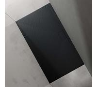 doporro Receveur de Douche Bac à Douche Ultra Plat en Solid Surface Gris Noir Mat Geoma07 90x160x3 cm