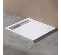 doporro Receveur de Douche Blanc Bac à Douche Extra Plat Rectangulaire en Acrylique 80x100x5cm + Bonde AL01 Design Xetro04