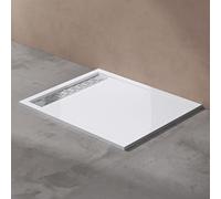 doporro Receveur de Douche Blanc Bac à Douche Extra Plat Rectangulaire en Acrylique 80x100x5cm Design Xetro04