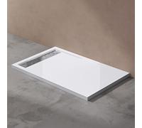 doporro Receveur de Douche Blanc Bac à Douche Extra Plat Rectangulaire en Acrylique 80x140x5cm + Bonde AL01 Design Xetro04