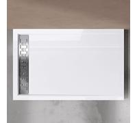 doporro Receveur de Douche Blanc Bac à Douche Extra Plat Rectangulaire en Acrylique 80x140x5cm Design Xetro04