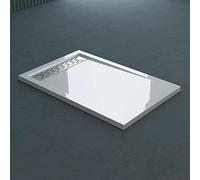 doporro Receveur de Douche Blanc Bac à Douche Extra Plat Rectangulaire en Acrylique 80x90x5cm + Bonde AL01 Design Xetro04