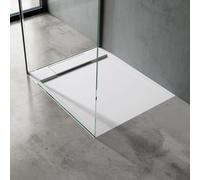 doporro Receveur de Douche Design Ultra Plat 4 cm Bac à Douche Rectangulaire en Solid Surface Blanc Mat Geoma04 70x90x4 cm
