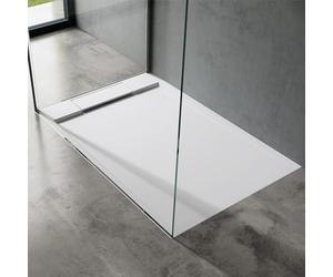 doporro Receveur de Douche Design Ultra Plat 4 cm Bac à Douche Rectangulaire en Solid Surface Blanc Mat Geoma04 90x120x4 cm avec Bonde AL06
