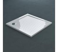 doporro Receveur de Douche Ultra Plat 4cm Bac à Douche Anti-glisse Acrylique Blanc 100x100x4cm Design Lucia01 avec Bonde AL01