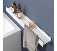 doporro Serviteur de Douche Mural Amovible avec Porte-Serviettes Étagère Douche Blanc Mat en Alliage Al-MG Organisateur de Toilettes 80 cm pour Salle de Bain Cuisine Reglo-03