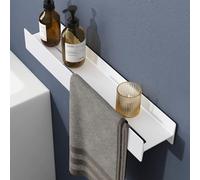 doporro Serviteur de Douche Mural Amovible avec Porte-Serviettes Étagère Douche Blanc Mat en Alliage Al-MG Organisateur de Toilettes 60 cm pour Salle de Bain Cuisine Reglo-03