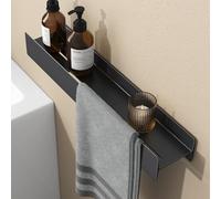 doporro Serviteur de Douche Mural Amovible avec Porte-Serviettes Étagère Douche Noir Mat en Alliage Al-MG Organisateur de Toilettes 60 cm pour Salle de Bain Cuisine Reglo-03