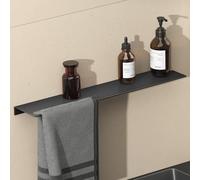 doporro Serviteur de Douche Mural avec Porte-Serviettes Étagère Douche Noir Mat en Aluminium Organisateur de Toilettes 60 cm pour Salle de Bain Cuisine Reglo-06