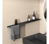 doporro Serviteur de Douche Mural avec Porte-Serviettes Étagère Douche Noir Mat en Aluminium Organisateur de Toilettes 80 cm pour Salle de Bain Cuisine Reglo-06