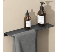 doporro Serviteur de Douche Mural avec Porte-Serviettes Étagère Douche Noir Mat en Aluminium Organisateur de Toilettes 40 cm pour Salle de Bain Cuisine Reglo-06