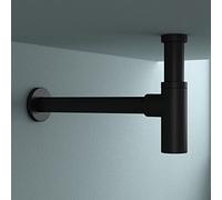 doporro Siphon pour Lavabo et Vasque en Laiton Anti-Odeur Noir Mat