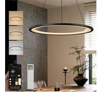 doporro Suspension Luminaire LED Dimmable Lampe Plafond Noir Sablé 30W Lustre Réglable Éclairage Suspendu Intérieur Luvina01