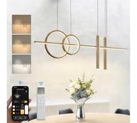 doporro Suspension Luminaire LED Salon Lustre Salle à Manger Réglable Lampe Dorée 30W Éclairage Suspendu Intérieur Design Luvina09