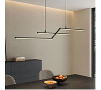 doporro Suspension Luminaire LED Salon Lampe Noire 24W Lustre Réglable 4065LM Éclairage Suspendu Intérieur Design Alivetta7085