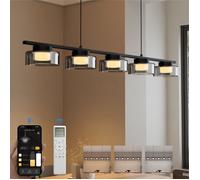doporro Suspension Luminaire LED Salon Noire Lustre Réglable à 5 Lampes 15W 1560LM Éclairage Suspendu Intérieur Design Alivetta7915