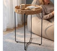 doporro Table d'Appoint Ronde Bout de Canapé à 1 Étagère Amovible