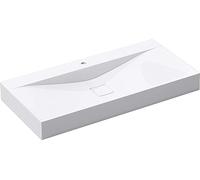 doporro Vasque à Poser 120cm avec Bonde Lavabo Suspendu Blanc Colossum810 Fonte Minérale Solid Surface 120x48x12cm