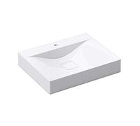doporro Vasque à Poser 60cm avec Bonde Lavabo Suspendu Blanc Colossum810 Fonte Minérale Solid Surface 60x48x12cm