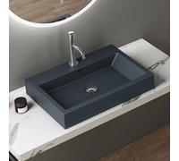 doporro Vasque à Poser 60cm Lavabo Suspendu Gris Noir Mat Colossum06 Fonte Minérale Solid Surface 60x42x10cm