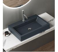 doporro Vasque à Poser 60cm Lavabo Suspendu Gris Noir Mat Colossum06 Fonte Minérale Solid Surface 60x42x10cm