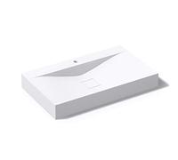 doporro Vasque à Poser 80cm avec Bonde Lavabo Suspendu Blanc Colossum810 Fonte Minérale Solid Surface 80x48x12cm