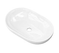 doporro vasque à poser lavabo 54x34x10,5cm en fonte minérale lave mains raccordement standard Colossum808 blanc