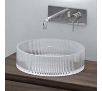 Sogood doporro Lavabo à Poser Vasque en Verre Transparent Lave Mains Rond de Salle de Bains Petit Lave-Mains pour WC 40x40x12 cm Minerva01