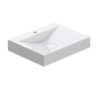 doporro Vasque à Poser Lavabo Suspendu Blanc en Solid Surface 60x48x12cm