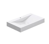doporro Vasque à Poser Lavabo Suspendu Blanc en Solid Surface 80x48x12cm