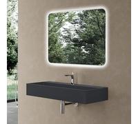 doporro Vasque à Poser Lavabo Suspendu Lave Mains Rectangulaire 100cm
