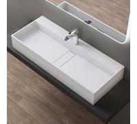 doporro Vasque à Poser Lavabo Suspendu Lave Mains Rectangulaire 100cm
