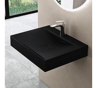 doporro Vasque à Poser Lavabo Suspendu Noir Mat en Solid Surface 60x48x12cm