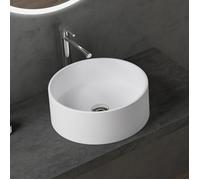 doporro vasque à poser ronde blanc mat lavabo circulaire évier 40x40x15cm lave mains salle de bains Colossum804