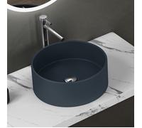 doporro vasque à poser ronde gris noir mat lavabo circulaire évier 40x40x15cm lave mains salle de bains Colossum804