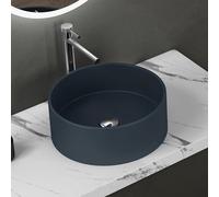 doporro Vasque à Poser Ronde Gris Noir Mat Lavabo Circulaire Évier 40x40x15cm Lave Mains Salle de Bains Colossum804
