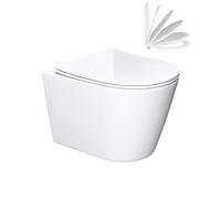 doporro WC Suspendu Blanc Cuvette Céramique Toilette Abattant Silencieux avec Frein de Chute Aachen108-kurz