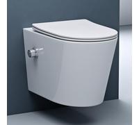 doporro WC Suspendu Blanc Cuvette Céramique Toilette avec Fonction de Bidet Abattant Silencieux avec Frein de Chute Aachen601