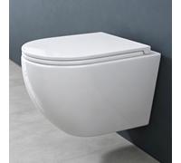 doporro WC Suspendu Cuvette Céramique Blanc Toilette Abattant Silencieux | Sans bride, Toilette avec Frein de Chute, Facile à Nettoyer, Aachen179-neu