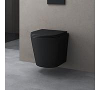 doporro WC Suspendu Noir Mat Cuvette Céramique Toilette Abattant Silencieux avec Frein de Chute Aachen108