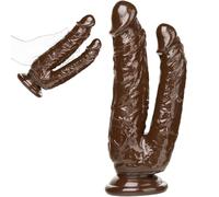 Doppeldildo souple en silicone avec ventouse puissante - Dildo double réaliste flexible pour stimulation profonde, positions variées et expériences créatives en duo