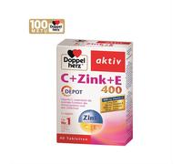 DOPPELHERZ Aktiv C + Zinc + Sélénium + E Depot 40 Comprimés Pour Immunité