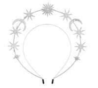 Doppellagiges Stern- und Mond-Stirnband, silberne Krone mit Strass, Göttinnenkopfschmuck mit Hexagramm, himmlischer Stil, europäisches und amerikanisches Modeaccessoire, 17 x 20 cm