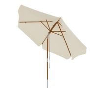 Doppler Deluxe Parasol 300 cm, Beige clair, parasol en bois massif, UV 50+ | Parasol de jardin rond, toile polyester à volant, bois massif certifié FSC, inclinable