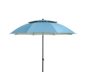 Doppler Derby Windprofi Bleu - Parasol Plage et Balcon Valve Vent Protection UV Reglable Hauteur Pliable