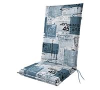 Doppler Fauteuil à Dossier Haut Living - Coussin de Chaise de Jardin - Bleu Blanc - env. 119x48x6cm